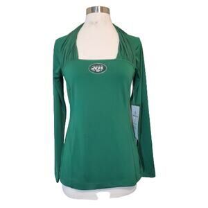 NWT All Sport Couture Womens Green New York Jets Logo Long Sleeve Top Size M